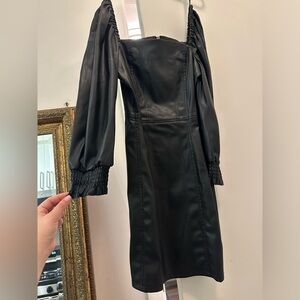 Black faux leather mini dress